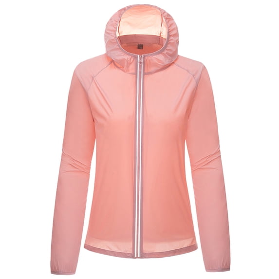Aldult Unisex Outdoor Windproof Jacket Long Sleeve Hooded Thin Top Light Rainproof Windbreaker Solid Skin Coat for Women