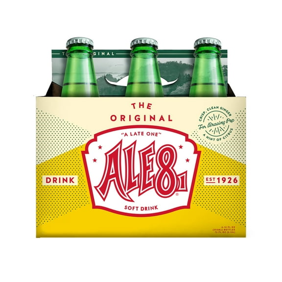 Ale-8-One Original Ginger Ale Soda Pop, 12 Fl Oz, 6 Pack Bottles