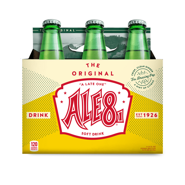 Ale-8-One Original Ginger Ale Soda Pop, 12 Fl Oz, 6 Pack Bottles
