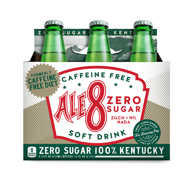 Ale-8-One Zero Caffeine-Free Ginger Ale Soda Pop, 12oz 6 Pack Bottles