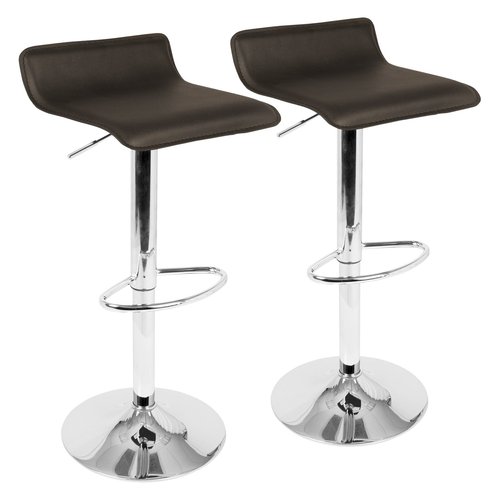 Contemporary Adjustable Swivel Barstool in Brown Leatherette