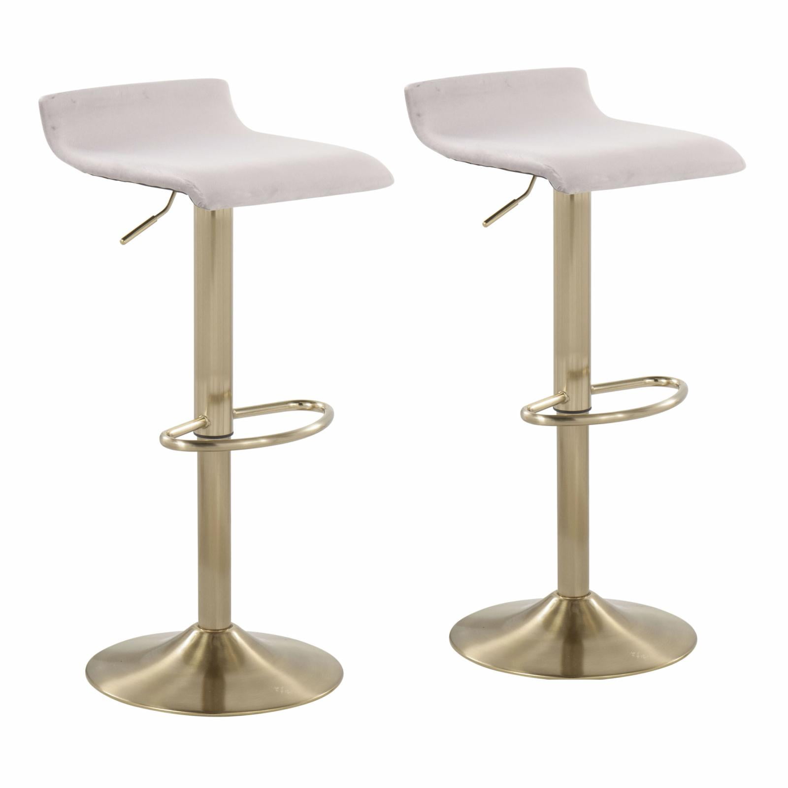 Ale Contemporary Adjustable Barstool In Gold Steel And Silver
