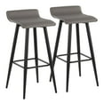 thumbnail image 1 of Ale Contemporary Fixed-Height Bar Stool In Black Steel And Grey Faux Leather - Set Of 2, 1 of 10
