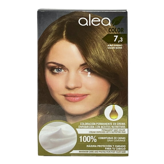 Alea Color Permanent Hair Color Cream Enriched With Nutritive Oils 100% Gray Coverage 7.3 Golden Blond