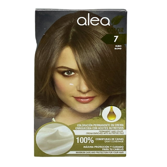 Alea Color Permanent Hair Color Cream Enriched With Nutritive Oils 100% Gray Coverage 7 Blond