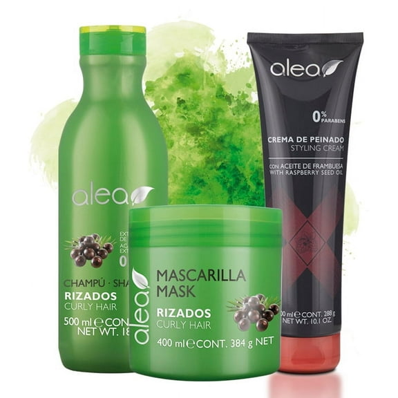 Alea Curly Hair Shampoo and Mask system with Acai Extract for Curly Hair | Alea Champu y Mascarilla para Cabellos RizadosLisos