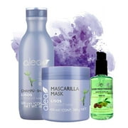 Alea Straight Hair Shampoo, Mask and Elixir Oil KIT with Bamboo Extract & Keratin for Smooth Hair | Alea Champu, Mascarilla y Aceite Capilar para Cabellos Lisos
