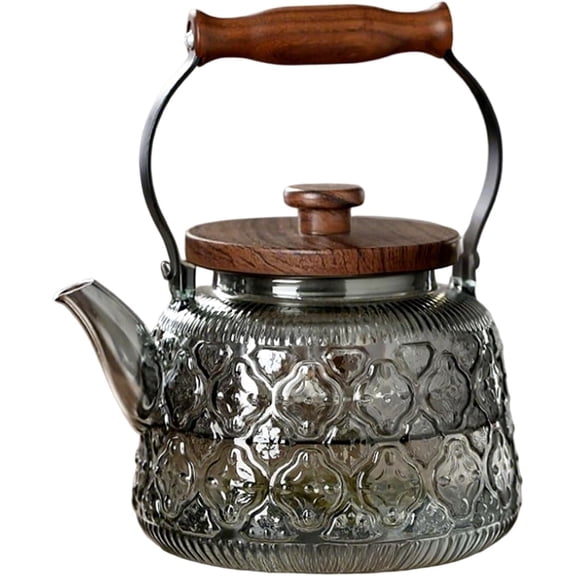 Alease Glass Teapot, Thickened Heatproof Glass Teapot with Infuser and Lid, Stovetop Safe Tea Kettle, Hand Crafted Kettle(34oz)