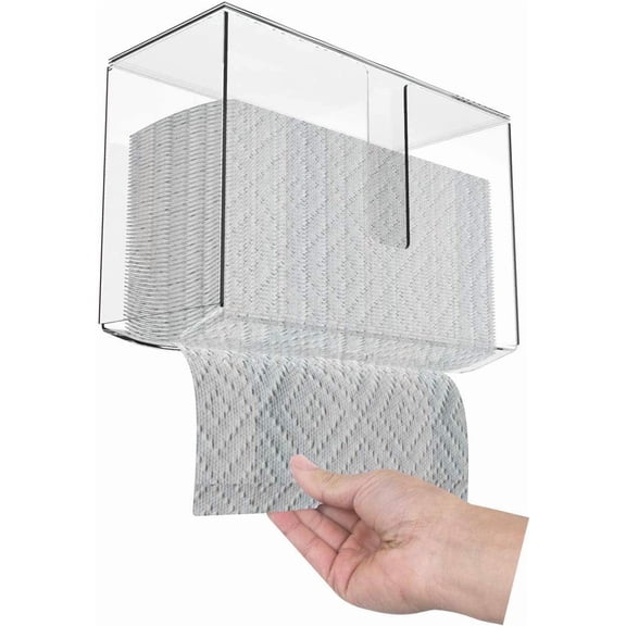 Alease wall mounted tissue dispenser, non perforated acrylic bathroom tissue holder, kitchen transparent napkin holder, multi fold C-fold, Z-fold, triple fold, folding tissue and hand towel dispenser