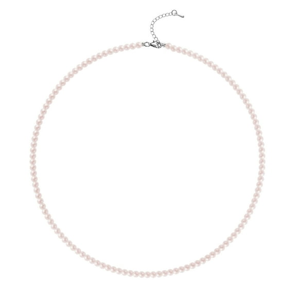 Aleasha 4mm Faux Pearl Necklace for Women 18" Round Pink Pearl Strand Wedding Jewelry (4mm,18", Pink)