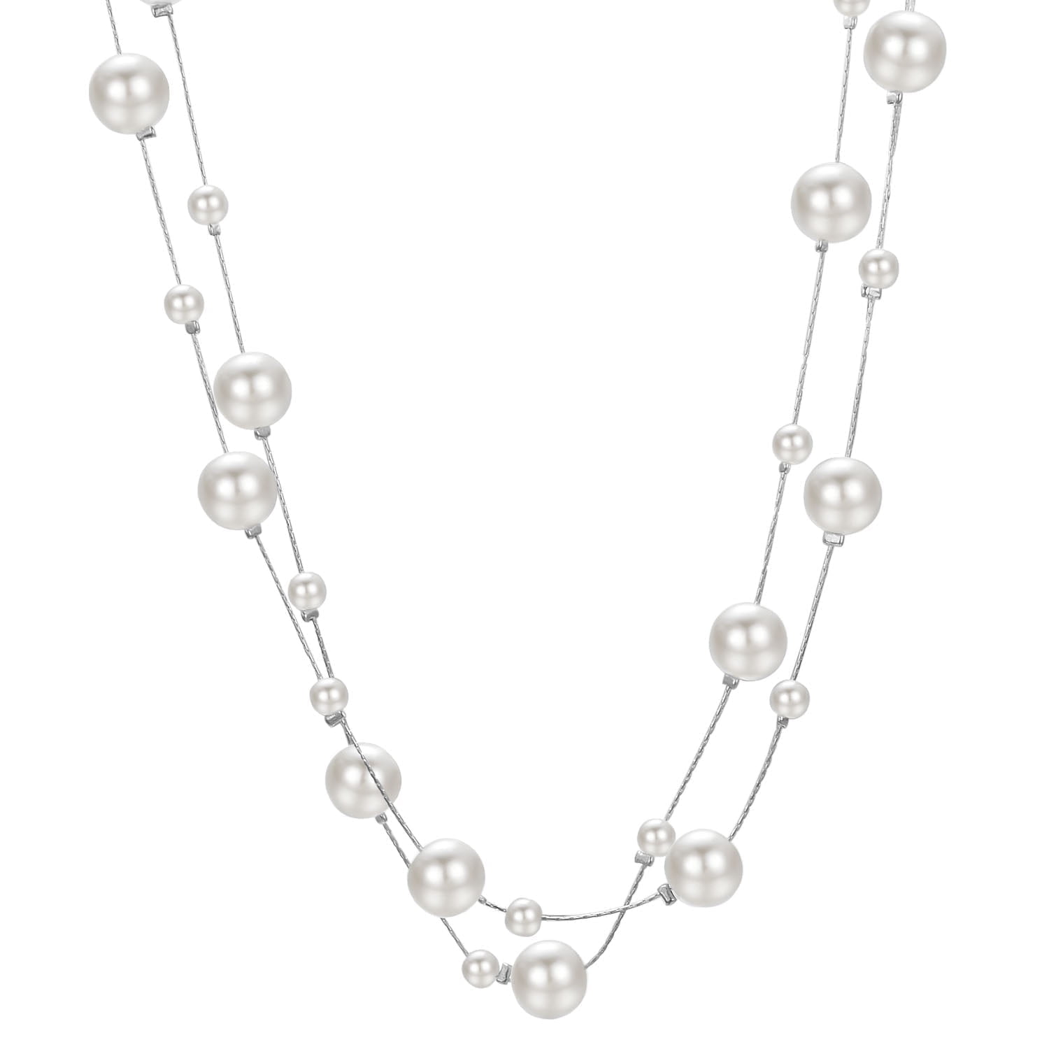 100-Pack 32.3 Inch Faux Pearl Bead Necklaces - 7mm White Beads For Mardi Gras, Weddings & Parties