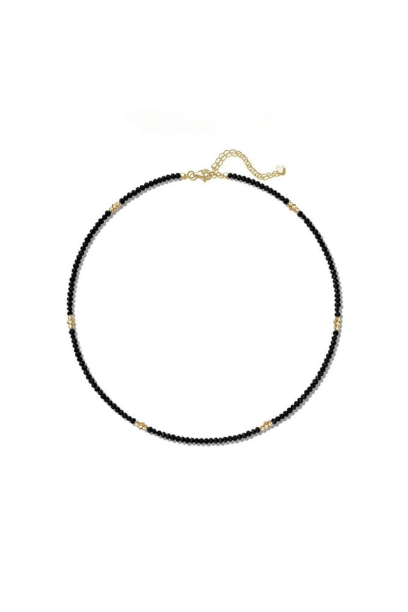 Small Black Spinel Beaded Choker for Women Natural Stone 16" Necklace Strand Wedding Party Prom Handmade Boho Jewelry