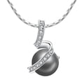thumbnail image 1 of Aleasha Spiral Black Pearl Necklace for Women Single Faux Pearl Pendant Necklaces Jewelry Gifts, 1 of 5