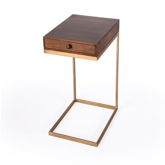Alec 1 Drawer C Shaped End Table in Medium Brown 5643140