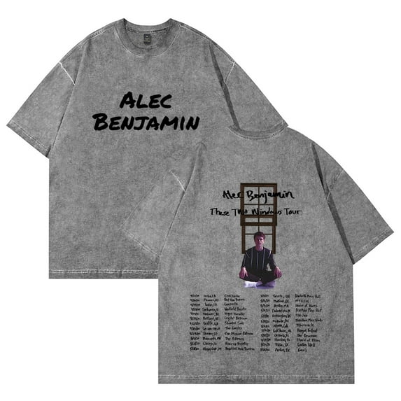 Alec Benjamin 12 Notes Tour Unisex Washed Cotton Streetwear Tee - Trendy Casual