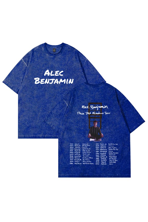Alec Benjamin 12 Notes Tour Unisex Washed Cotton Streetwear Tee - Trendy Casual