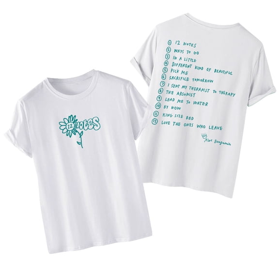 Alec Benjamin Album 12 Notes T-Shirt Men/Women Streetwear T-Shirt Shirt Short Sleeve