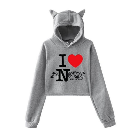 Alec Benjamin Cat Ear Hoodie Pop Singer Casual Women's Short Hoodie Sportswear