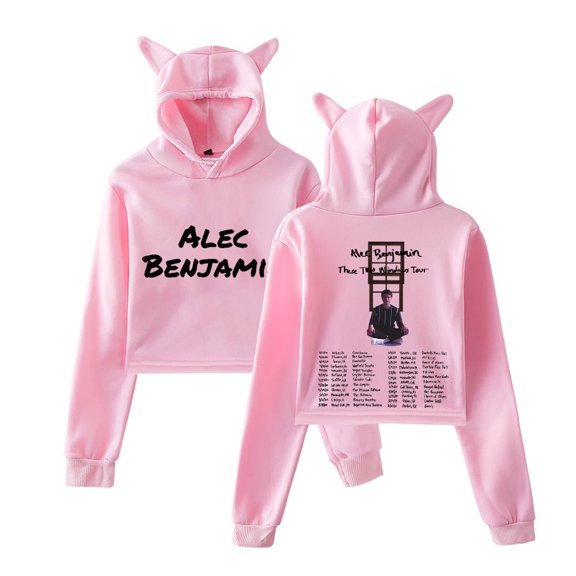 Alec Benjamin Cat Ear Hoodie Retro Casual Women's Short Hoodie Sportswear