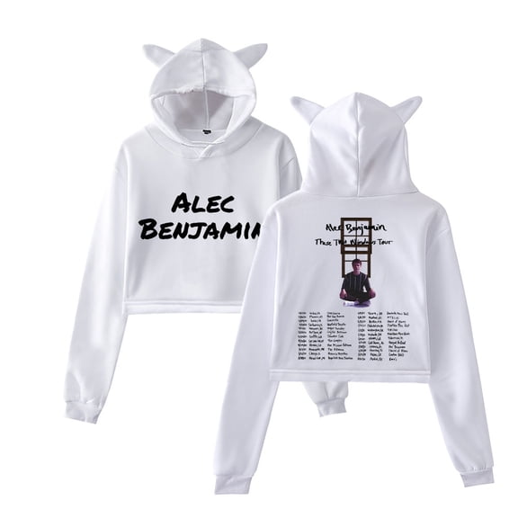 Alec Benjamin Cat Ear Hoodie Retro Casual Women's Short Hoodie Sportswear
