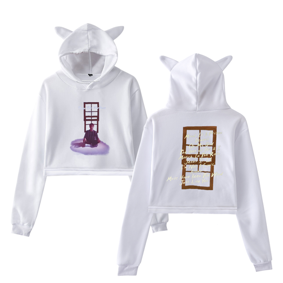 Alec Benjamin Windows Girl's Cute Cat Ear Cropped Pullover Hoodie Hooded Sweatshirt
