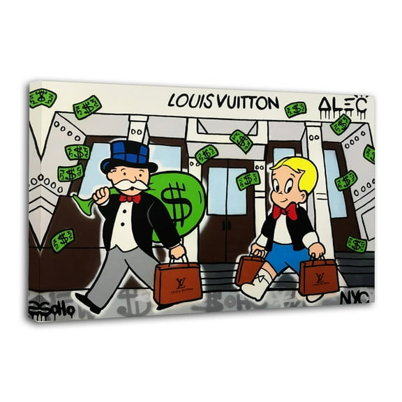 Alec-Monopolys Graffiti Art Richie Rich Gifts Canvas Painting Poster Wall Art Decorative Picture Prints Modern Decor 16x24inch(40x60cm)