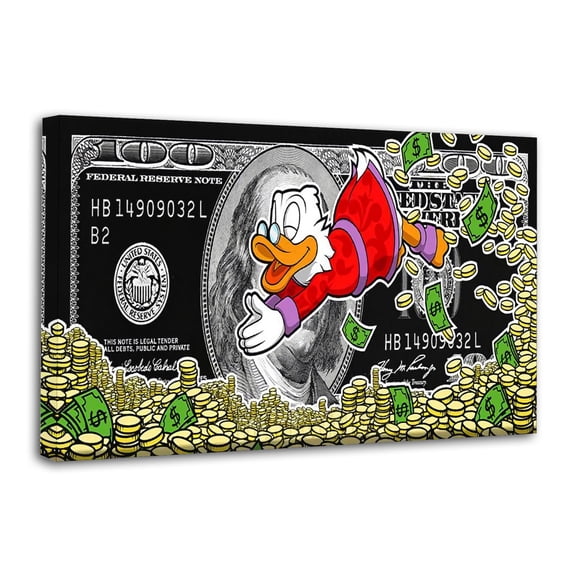 Alec Monopolys McDuck 100 Dollar Bill Money Canvas Wall Art Prints Poster Gifts Photo Picture Painting Posters Room Decor Home Decorative 12x18inch(30x45cm)
