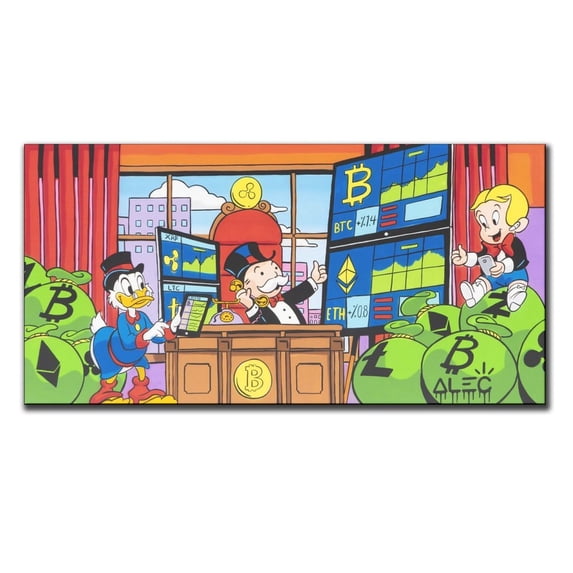 Alec-Monopolys Mcduck Graffiti Money Wall Art Picture Painting Poster Canvas Print Posters Artworks Bedroom Living Room Decor 16x32inch(40x80cm)