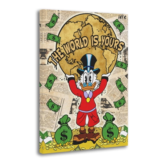 Alec-Monopolys Scrooge McDuck The World Is Yours Picture Print Canvas Poster Wall Paint Art Posters Decor Modern Home Artworks Gift 12x18inch(30x45cm)