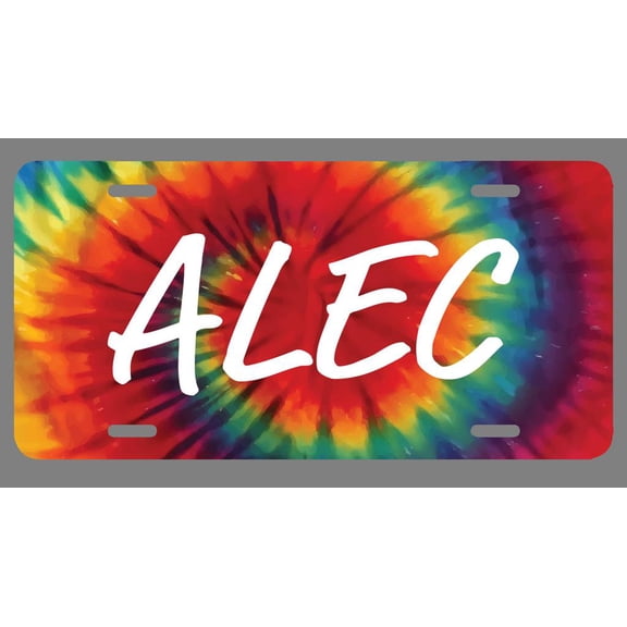 Alec Name Tie Dye Style License Plate Tag Vanity Novelty Metal | UV Printed Metal | 6-Inches By 12-Inches | Car Truck RV Trailer Wall Shop Man Cave | NP1602