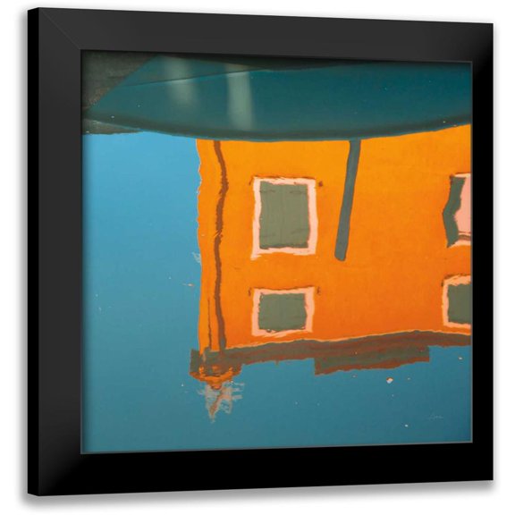 Aledanda 12x12 Black Modern Framed Museum Art Print Titled - Reflections of Burano VII