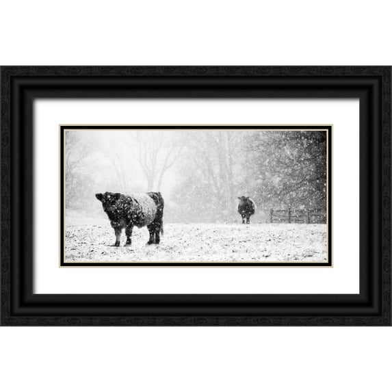 Aledanda 18x11 Black Ornate Wood Framed with Double Matting Museum Art Print Titled - Oreos and Milk III