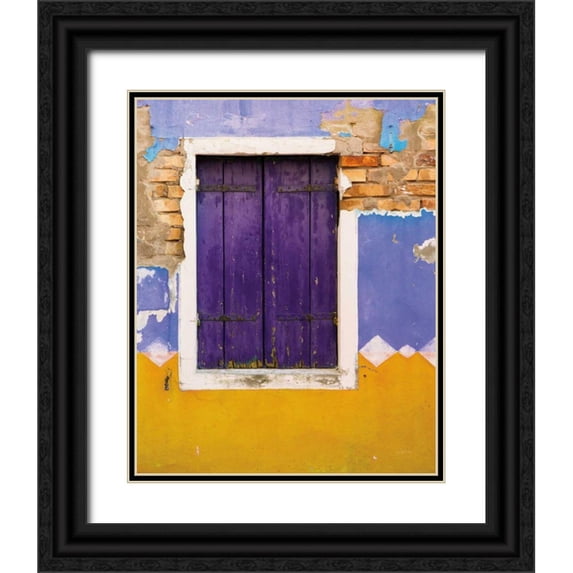 Aledanda 20x24 Black Ornate Wood Framed with Double Matting Museum Art Print Titled - Windows of Burano IV