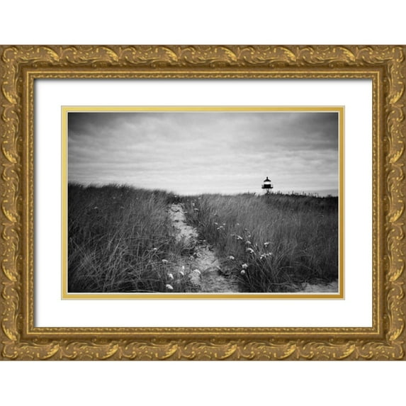 Aledanda 32x23 Gold Ornate Wood Framed with Double Matting Museum Art Print Titled - Nantucket Light