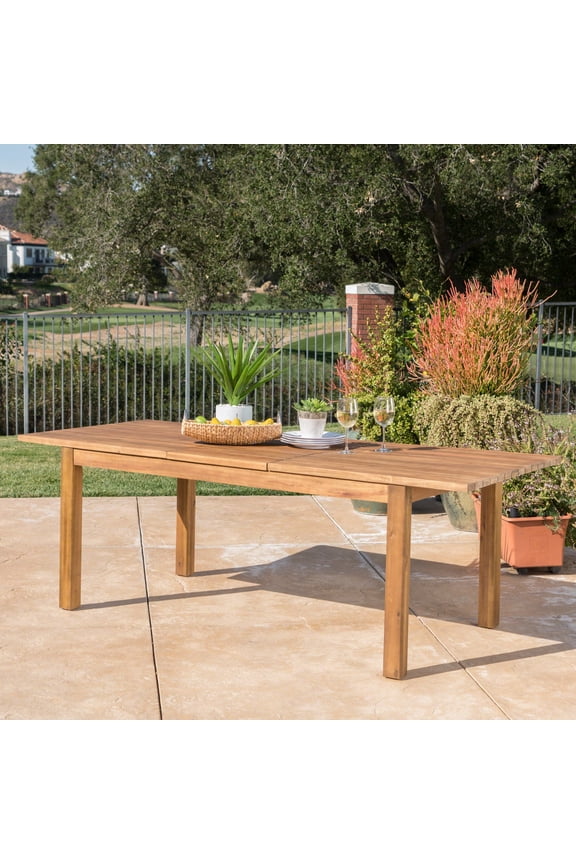 Aleena Outdoor Expandable Acacia Wood Dining Table, Teak