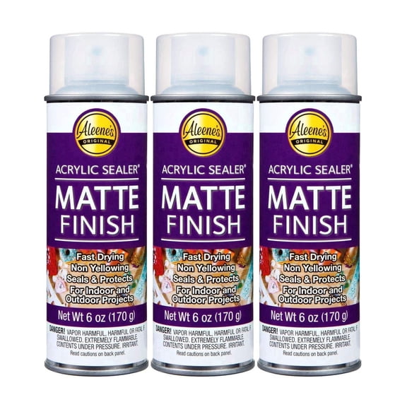 Aleene's Spray Acrylic Sealer Clear Matte 3-Pack, 6 oz. - Matte Finish Protective Coating for Indoor & Outdoor Projects