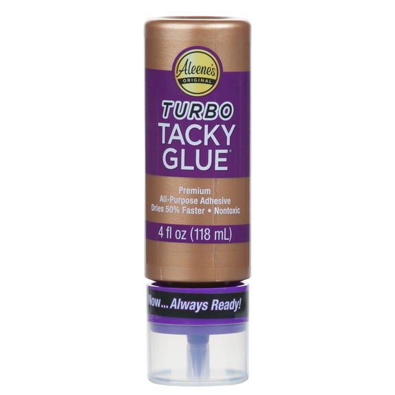 Aleene's Turbo Tacky Glue for Crafts in Always Ready Bottle, Strong Bond Adhesive, Dries Clear, 4 fl oz