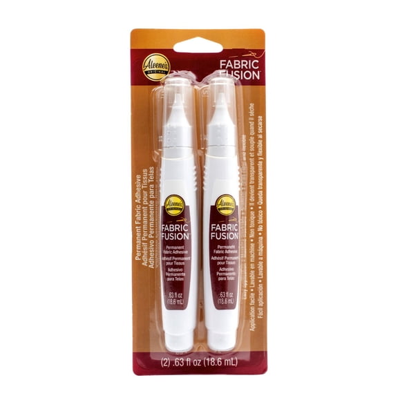Aleene's Fabric Fusion Glue .63 oz Pen 2-Pack, Precision Application, Permanent Fabric Adhesive, Machine Washable After Curing, Strong Bond on Cotton, Denim, Polyester