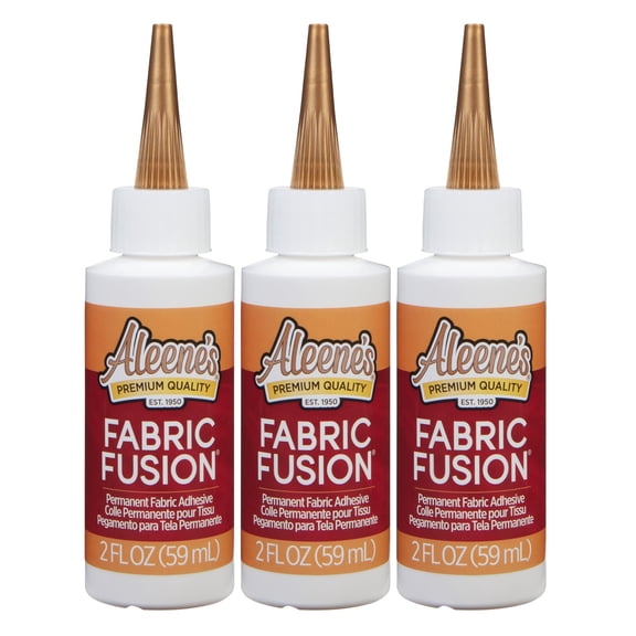 Aleene's Fabric Fusion Adhesive 2 fl oz 3-Pack, Permanent Fabric Glue, Machine Washable After Curing, Strong Bond on Cotton, Denim, Polyester