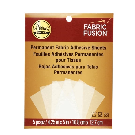 Aleene's Fabric Fusion Peel and Stick Sheets Permanent No-Sew Fabric Adhesive 5 Pack 4.25" x 5"