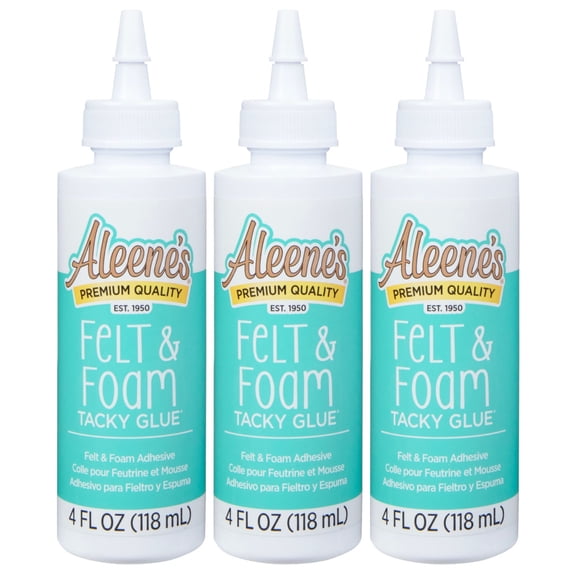 Aleenes Felt & Foam Tacky Glue, 4 fl oz 3-Pack Fast-Grab Craft Adhesive for Felt, Foam, Pom-Poms, Feathers & DIY Projects