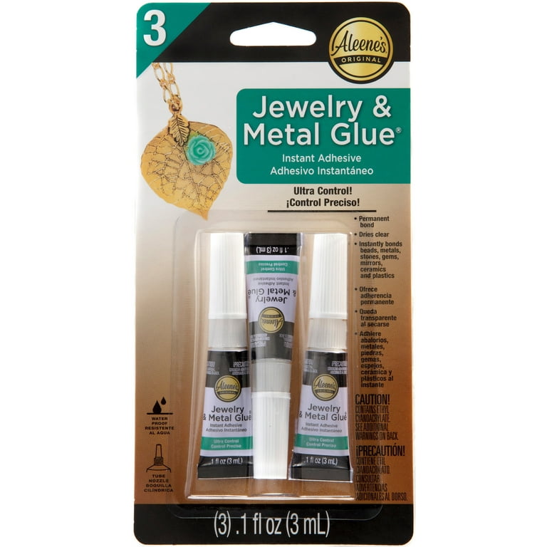 Aleene's Jewelry & Metal Glue 0.1 fl oz 3 Pack, Dries Clear, Permanent Bond  
