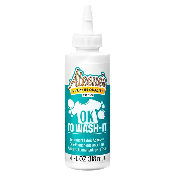 Aleene's OK To Wash-It Fabric Glue Permanent, Dries Clear and Flexible, 4 fl oz