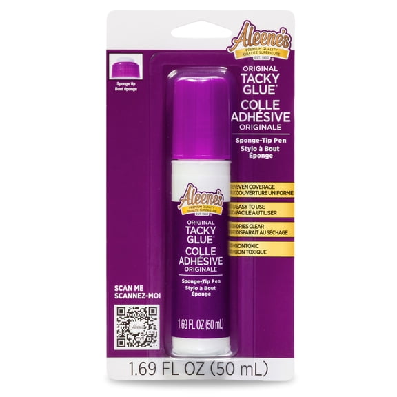 Aleene's Original Tacky Glue Pen, Sponge Tip Application, All Purpose Adhesive, Perfect for Crafts and DIY Projects, Dries Fast and Clear, 1.69 fl oz