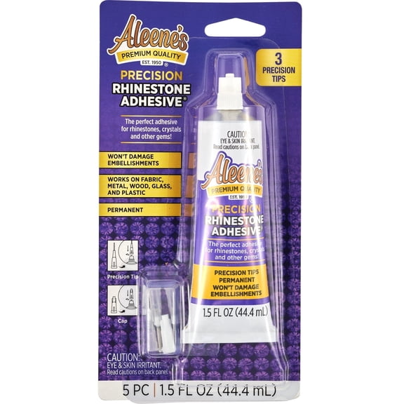 Aleene's Precision Rhinestone Adhesive with 3 Precision Tips, 1.5 fl. oz. - Clear Permanent Glue for Gems, Crystals & Embellishments