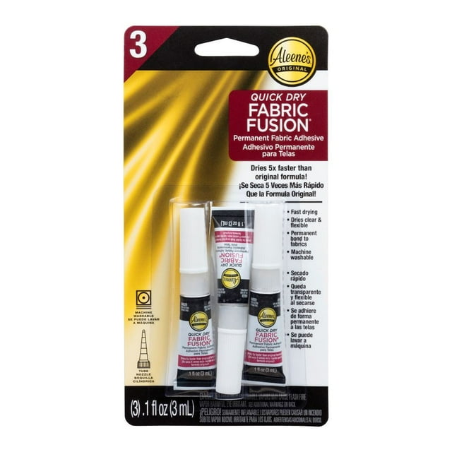 Aleene's Quick Dry Fabric Fusion 0.1 fl oz 3 Pack, Dries 5X Faster