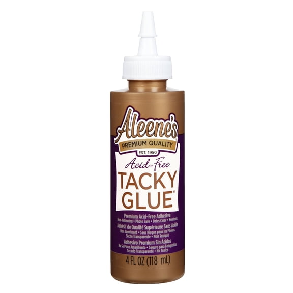 Aleene's Acid-Free Tacky Glue, Dries Clear, Non-Yellowing, Safe for Photos, Scrapbooking, and Paper Crafts, 4 fl oz