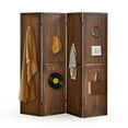 thumbnail image 1 of Aletheiawu 4 Panel Display with 16 Hooks, Wood Room Divider Wall, No Installation, Dark Brown, 1 of 9