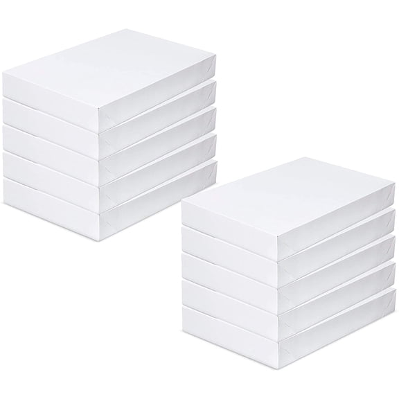 Alef 14" x 9.5" x 2" White Shirt Gift Wrap Boxes with Lids (10-Pack)