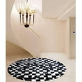 thumbnail image 1 of Alef Home Checkered Black & White Faux Cowhide Hide Rugs, 10x10, Non-Slip, 1 of 5